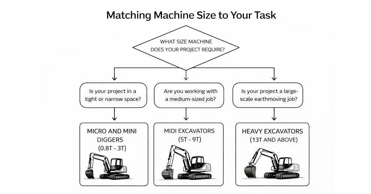 A flow chart showing how to match machine size to your project 
