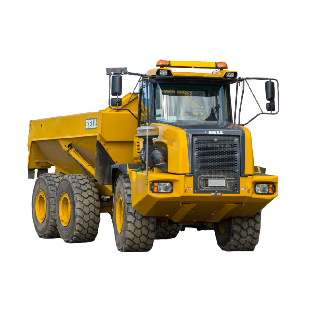 A large yellow dumper truck